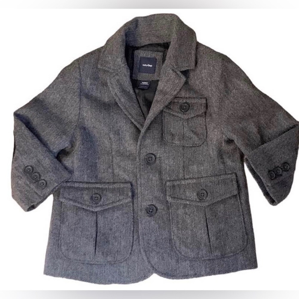 Baby Gap Herringbone jacket with corduroy elbow patches 18-24 months